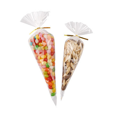 Cello Cellophane Candy Cone Bag Specjalny kształt Popcorn Bag Trójkąt Plastic Clear Pastry Bag