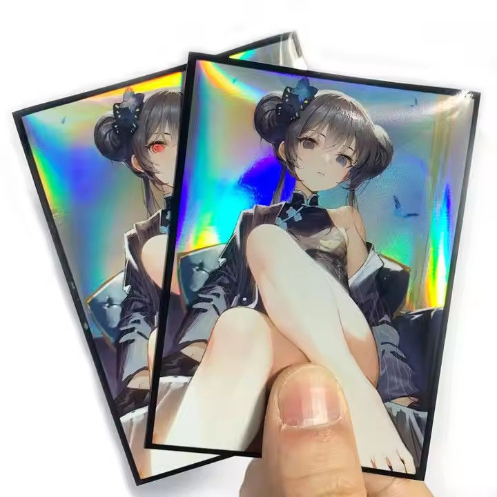 Holograficzne ochraniacze na karty 61x91mm, niestandardowe koszulki do kart MTG dla MTG TCG Yugioh z nadrukowaną grafiką